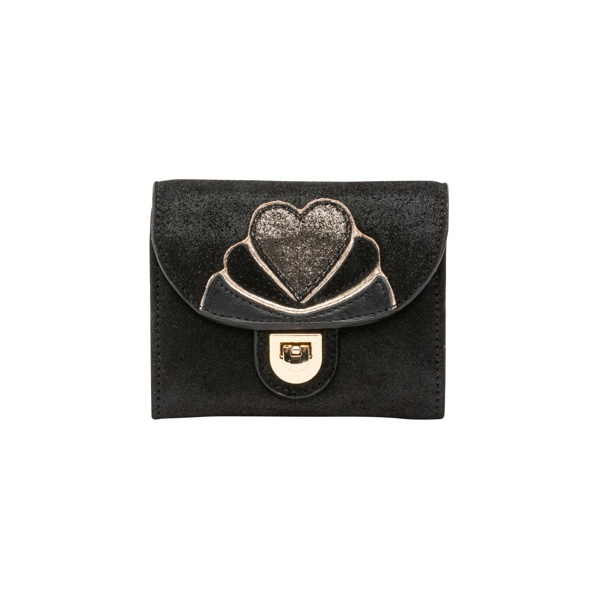 Portefeuille noir en cuir irisé Louise