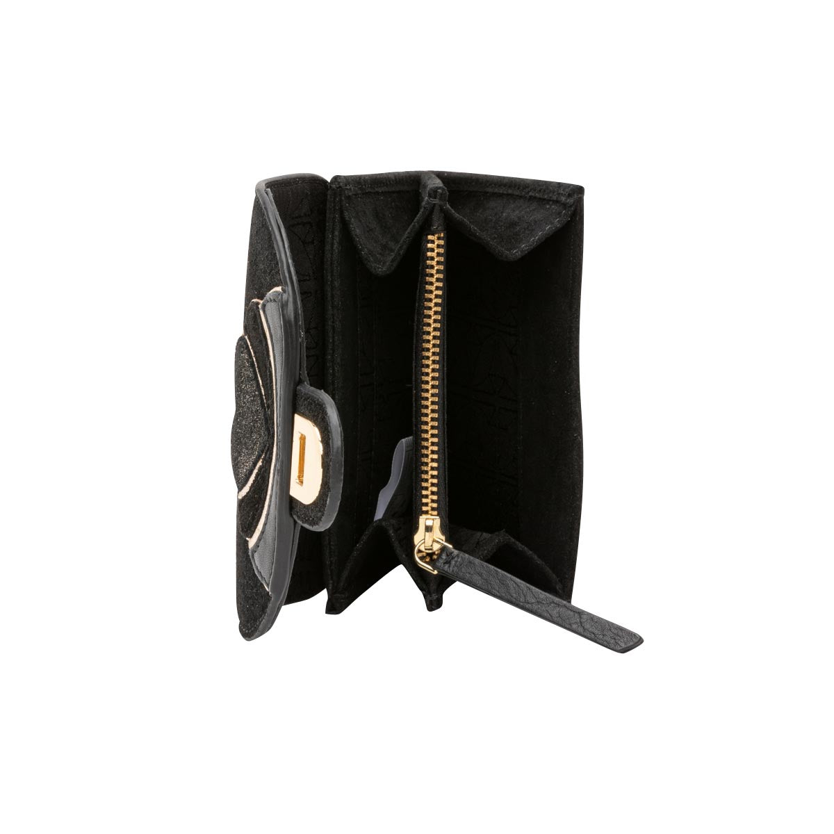 Portefeuille noir en cuir irisé Louise