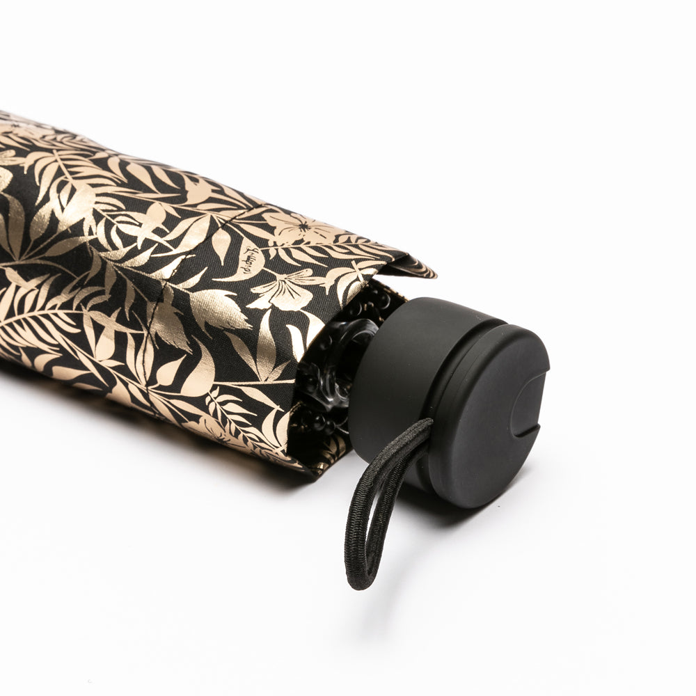 Parapluie motif tropical noir et doré