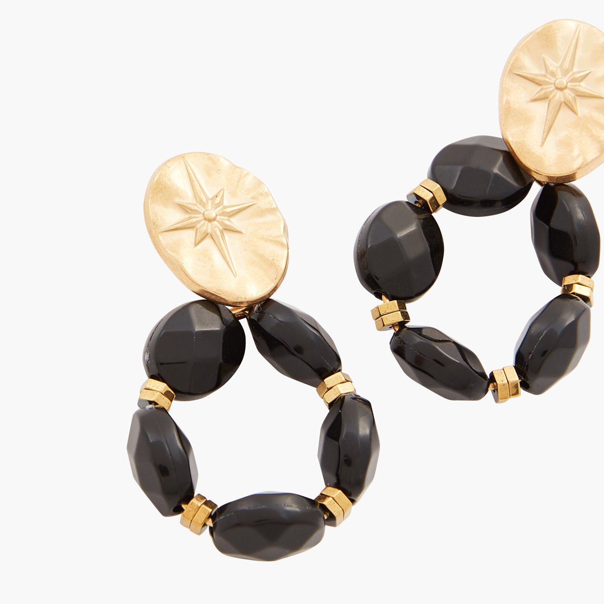 Boucles d'oreilles effet pierres noires Acier inoxydable