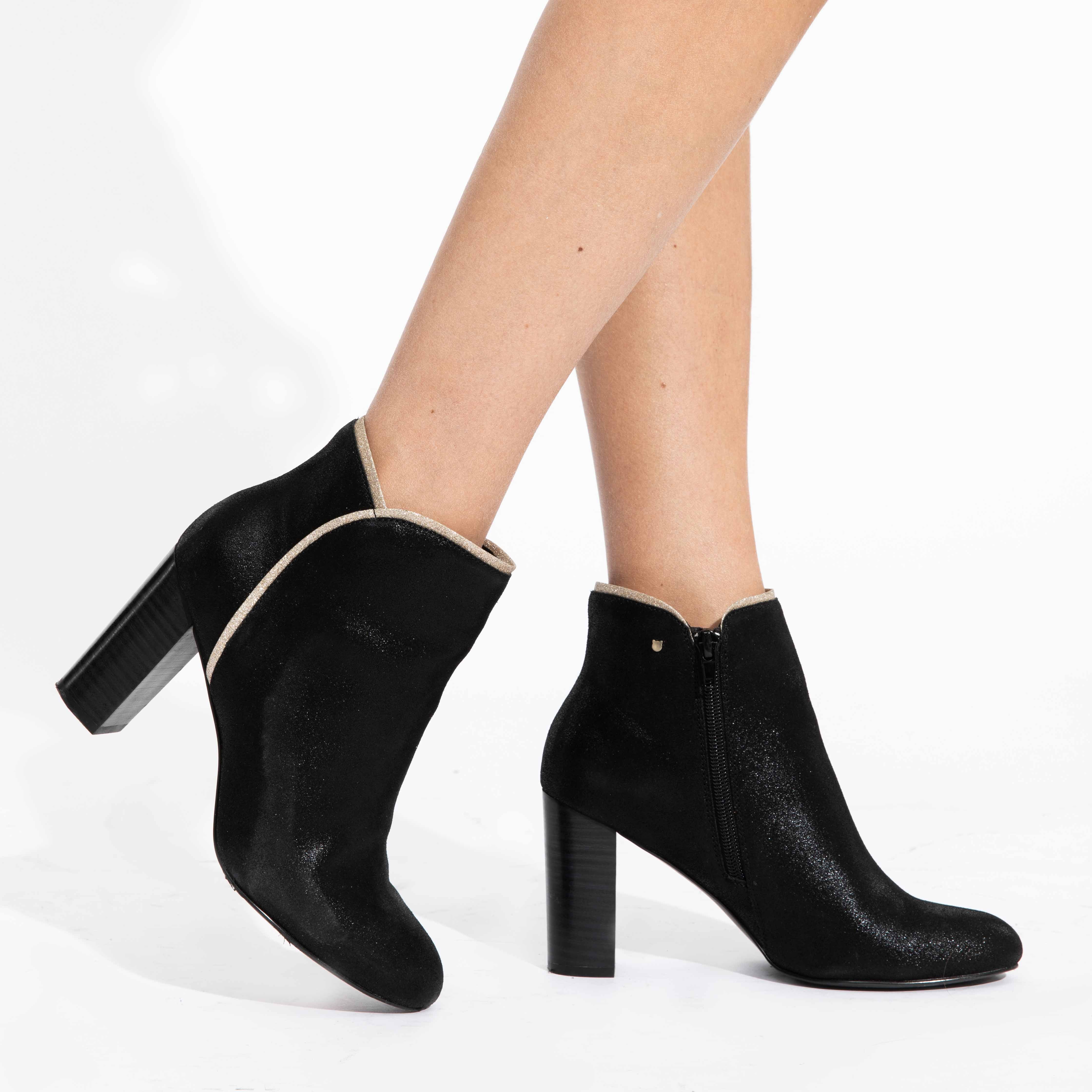 Bottines noires en cuir suedé Ganache