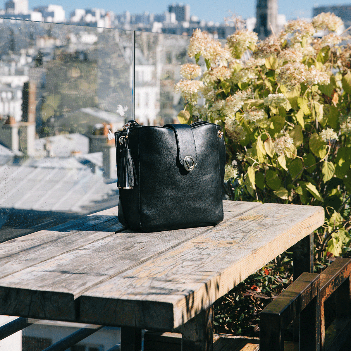 Grand sac hobo noir Letia