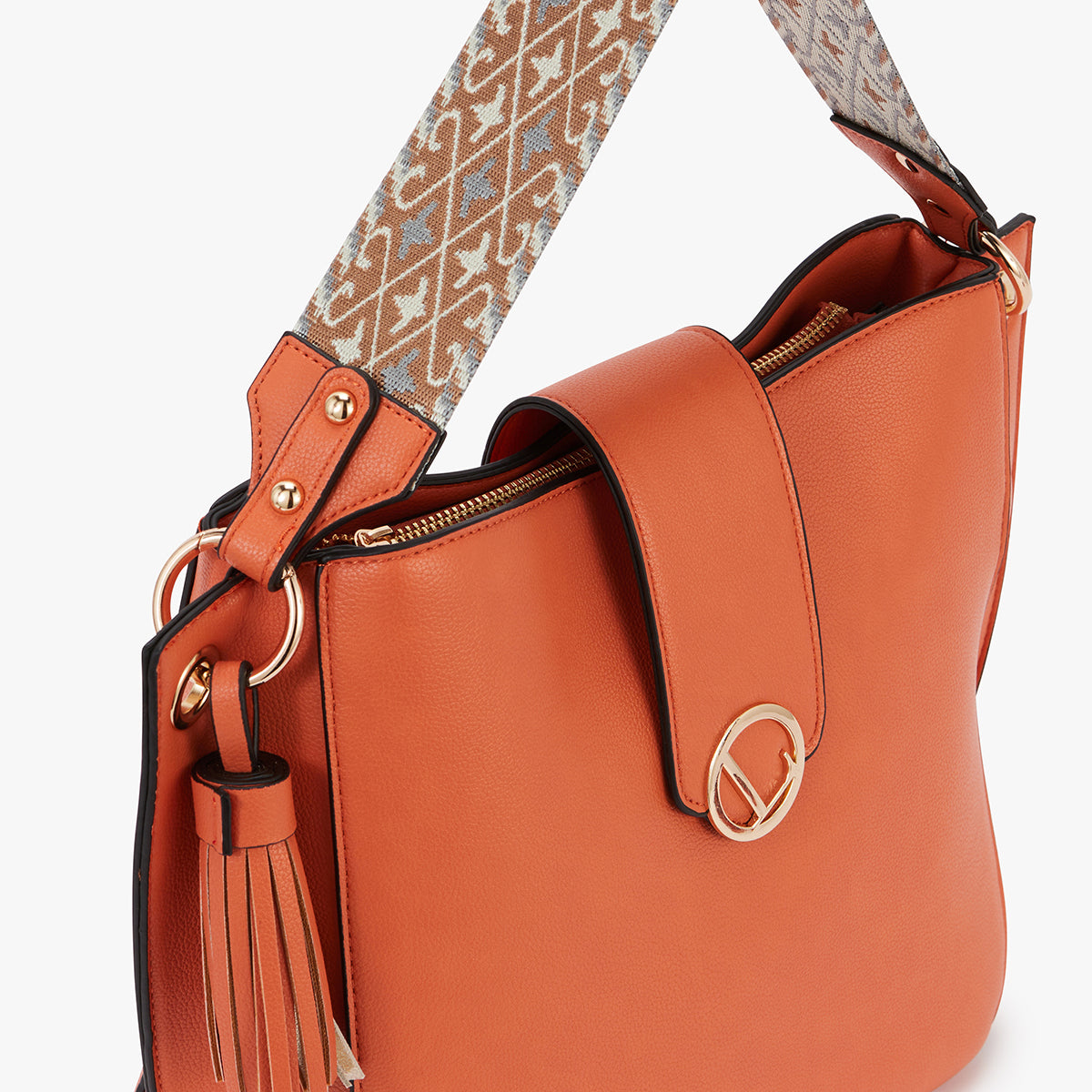Grand sac hobo orange Letia