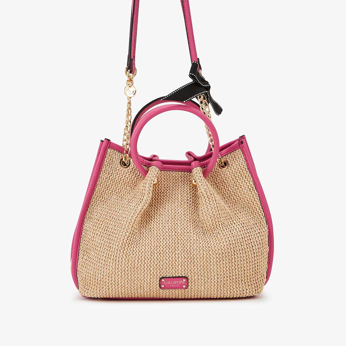 Sac à main fuchsia Loreto Paille