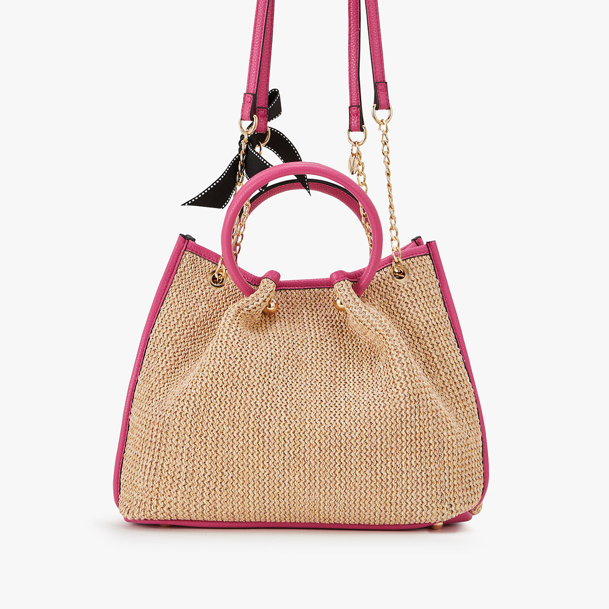 Sac à main fuchsia Loreto Paille