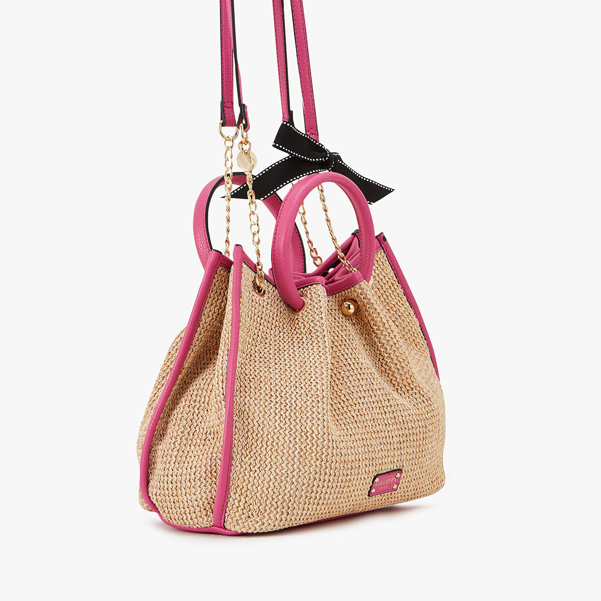 Sac à main fuchsia Loreto Paille