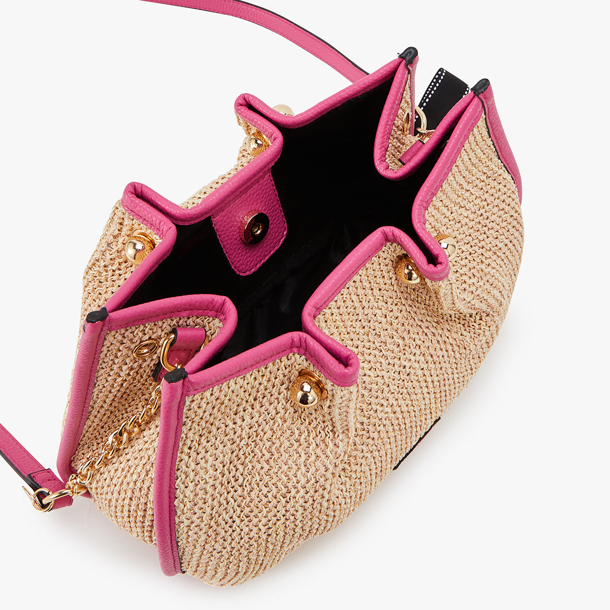Sac bandoulière fuchsia Loreto Paille