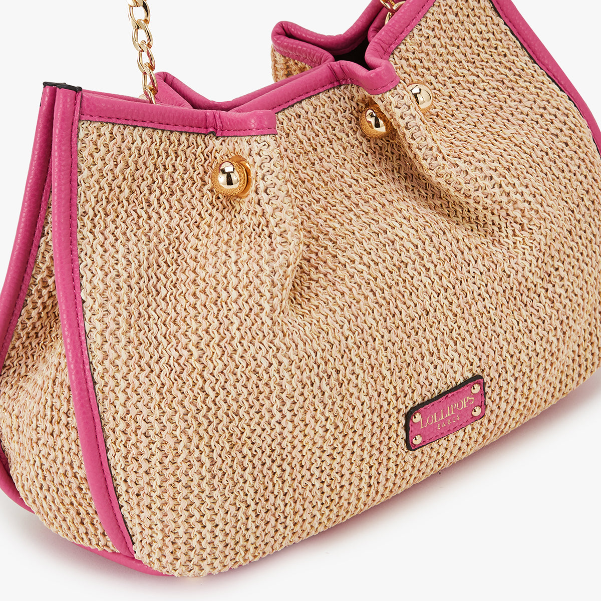 Sac bandoulière fuchsia Loreto Paille