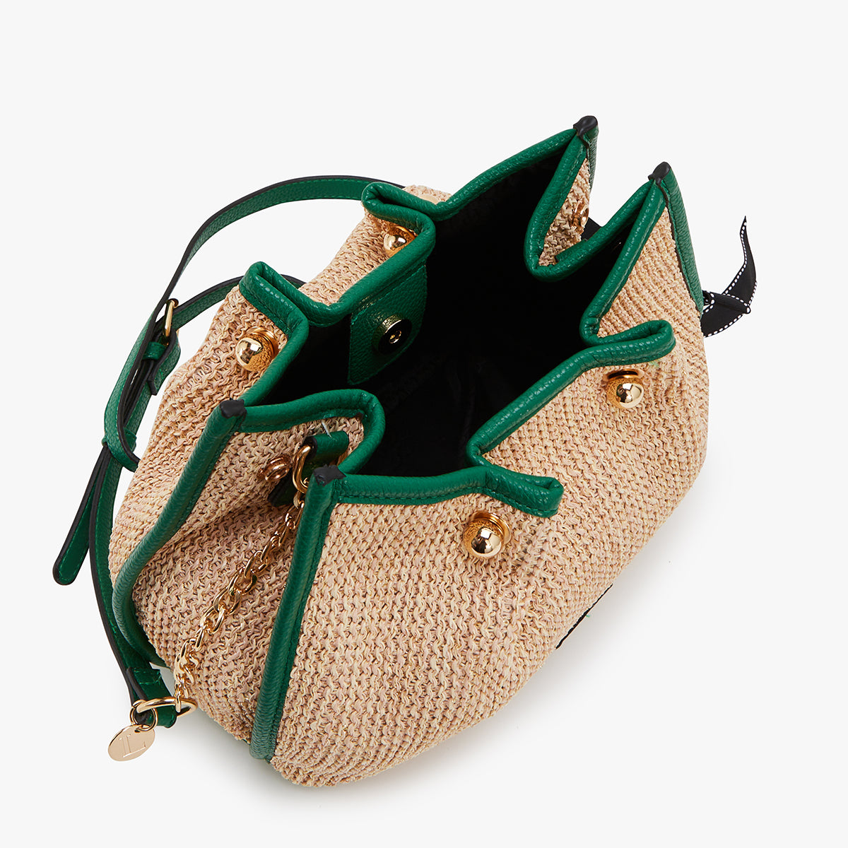 Sac bandoulière vert Loreto Paille