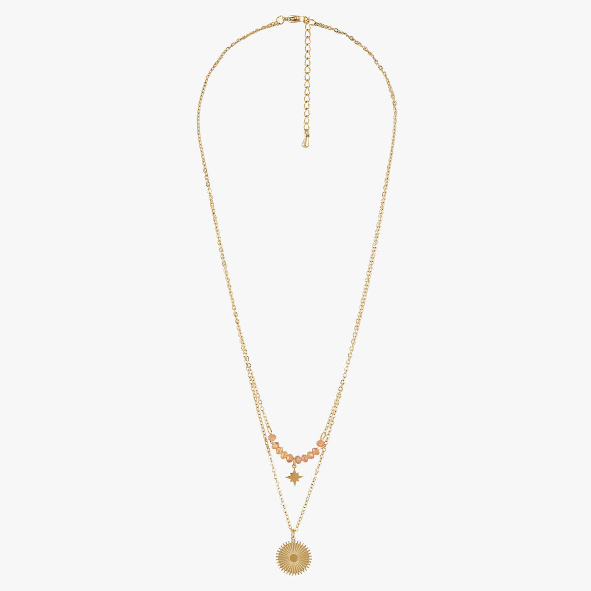 Collier 2 rangs rose en acier inoxydable