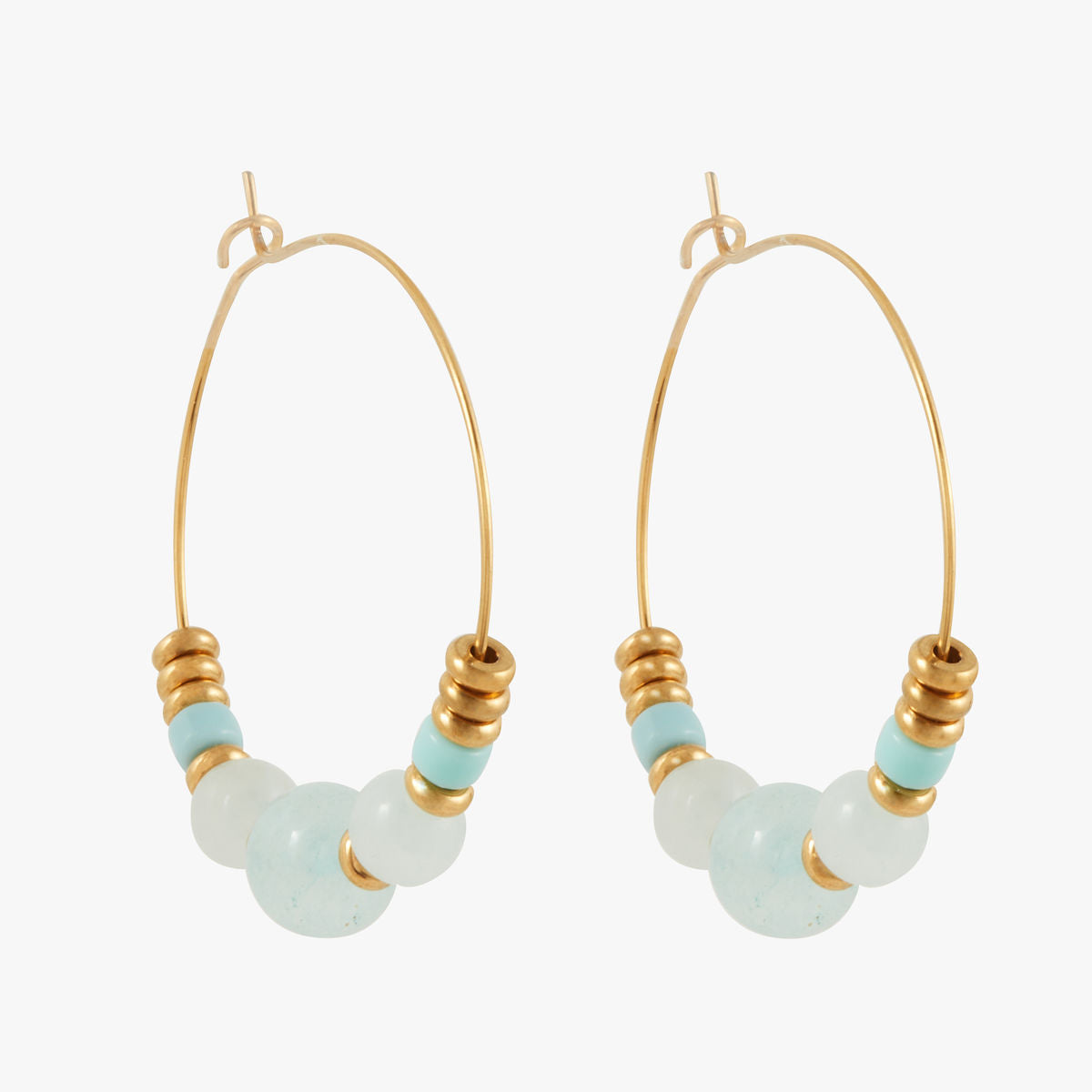 Créoles avec perles en acier inoxydable