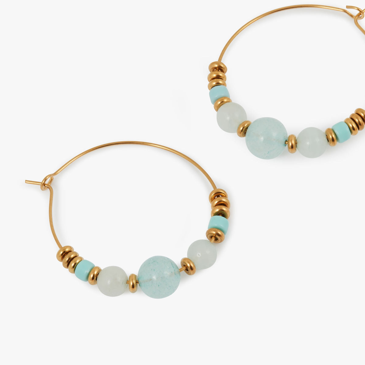 Créoles avec perles en acier inoxydable