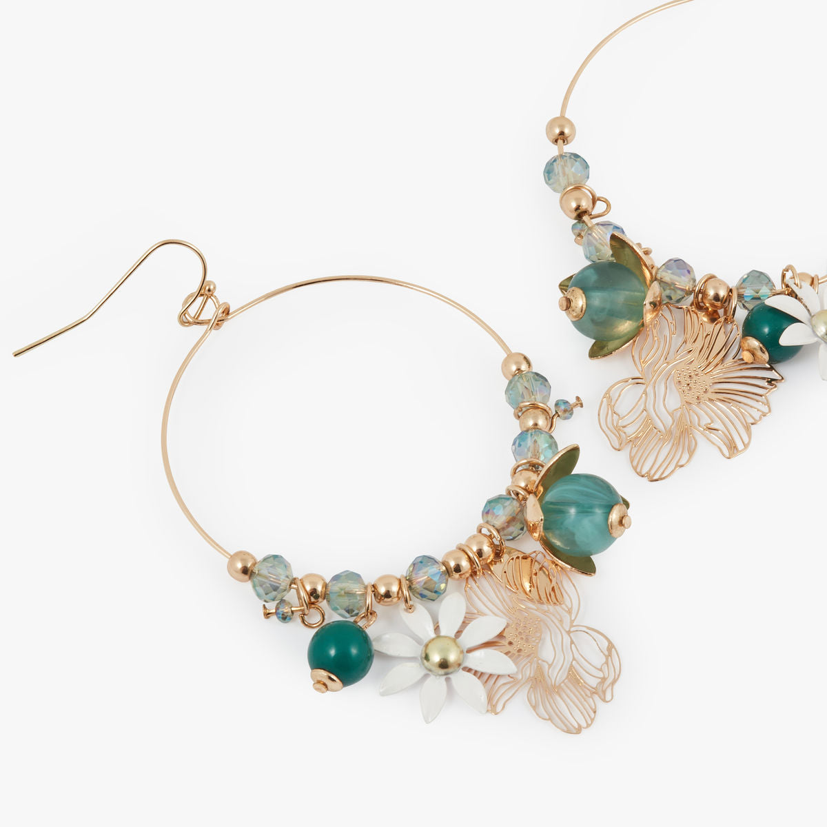 Boucle d'oreille crochet pampilles fleurs