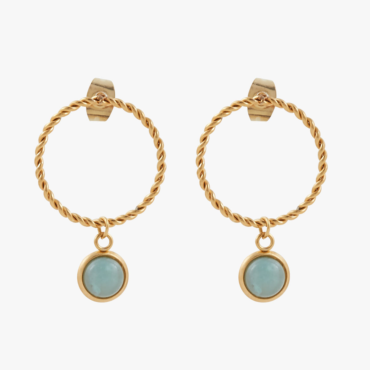 Boucles d'oreilles poussettes vert en acier inoxydable