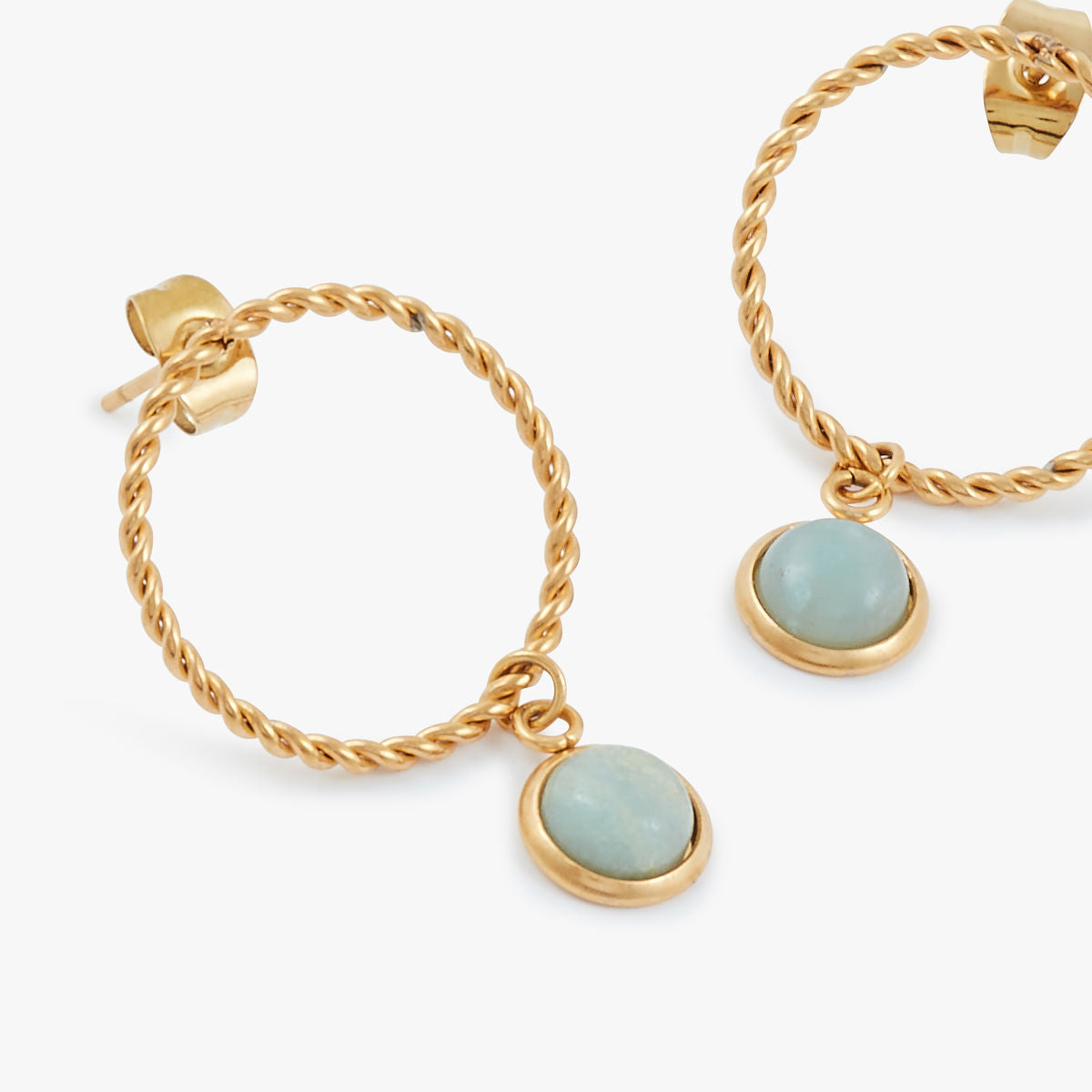 Boucles d'oreilles poussettes vert en acier inoxydable