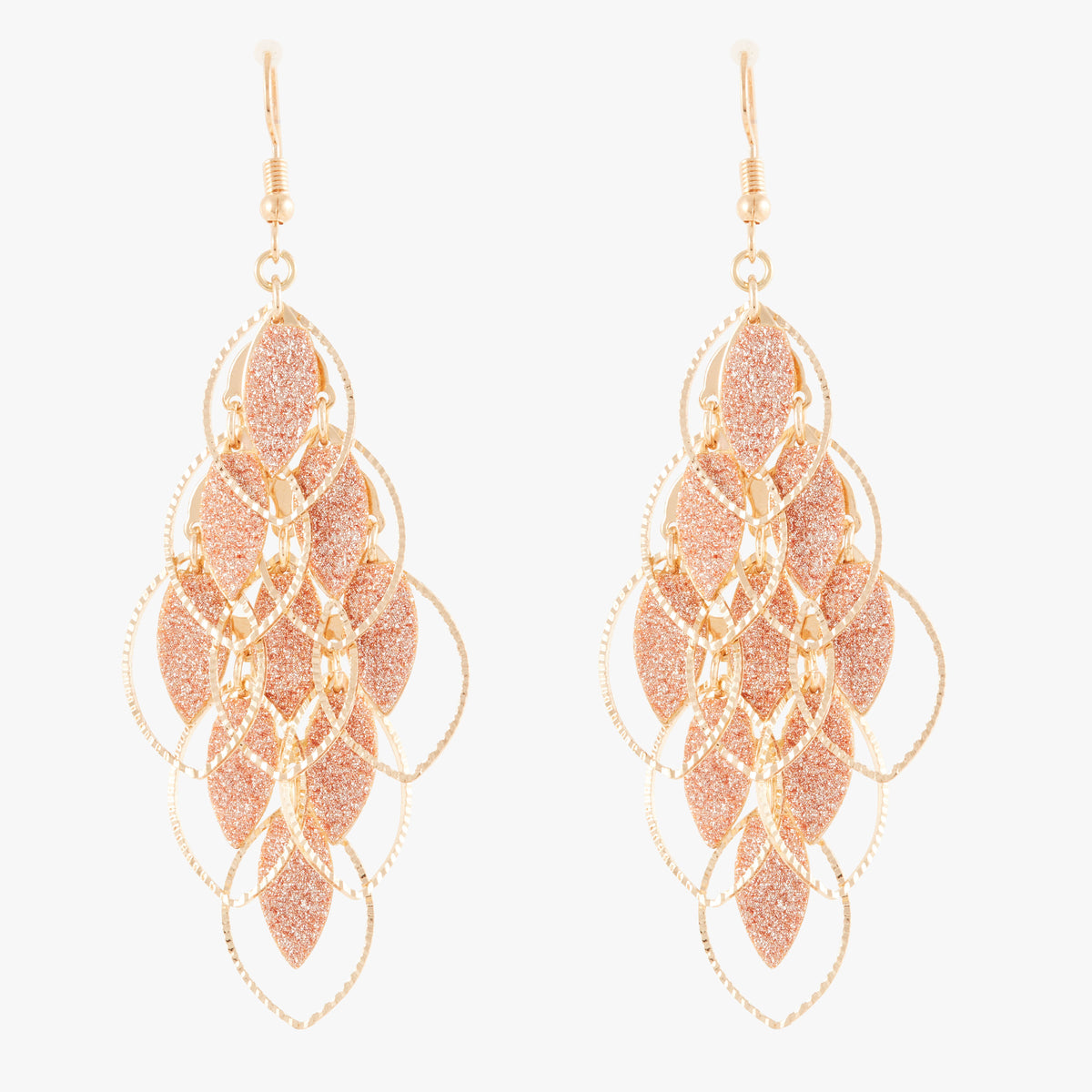 Boucles d'oreilles cascade à paillettes rose