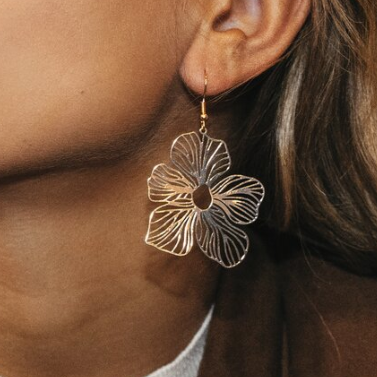 Boucles d'oreilles crochet filigrane fleur