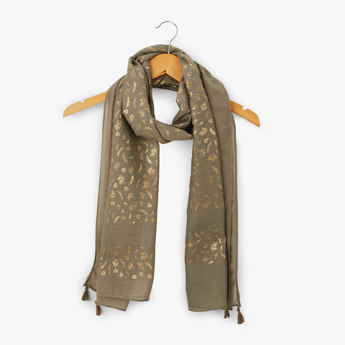 Foulard rectangulaire kaki Nocario