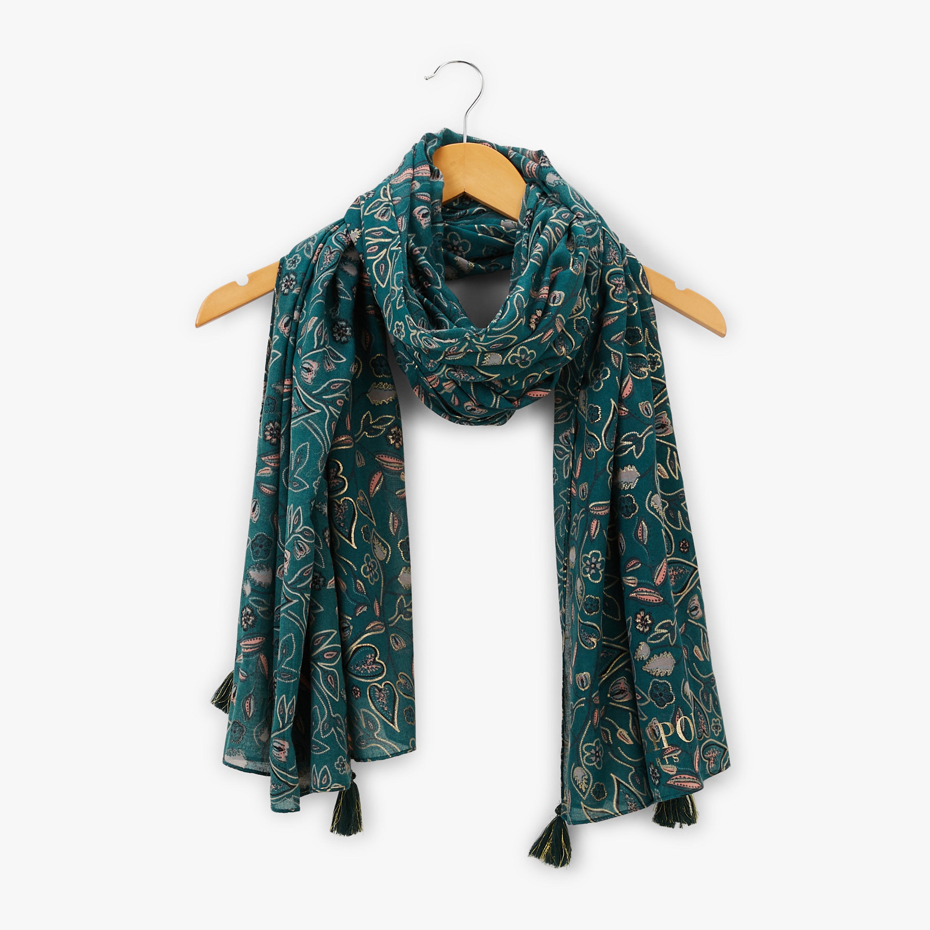 Foulard rectangulaire vert Nedde