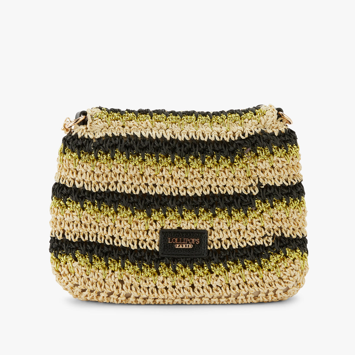 Petit sac paille porté épaule noir Nicolosi Paille