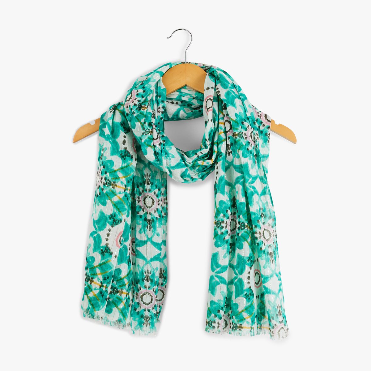 Foulard rectangulaire vert Nurlu