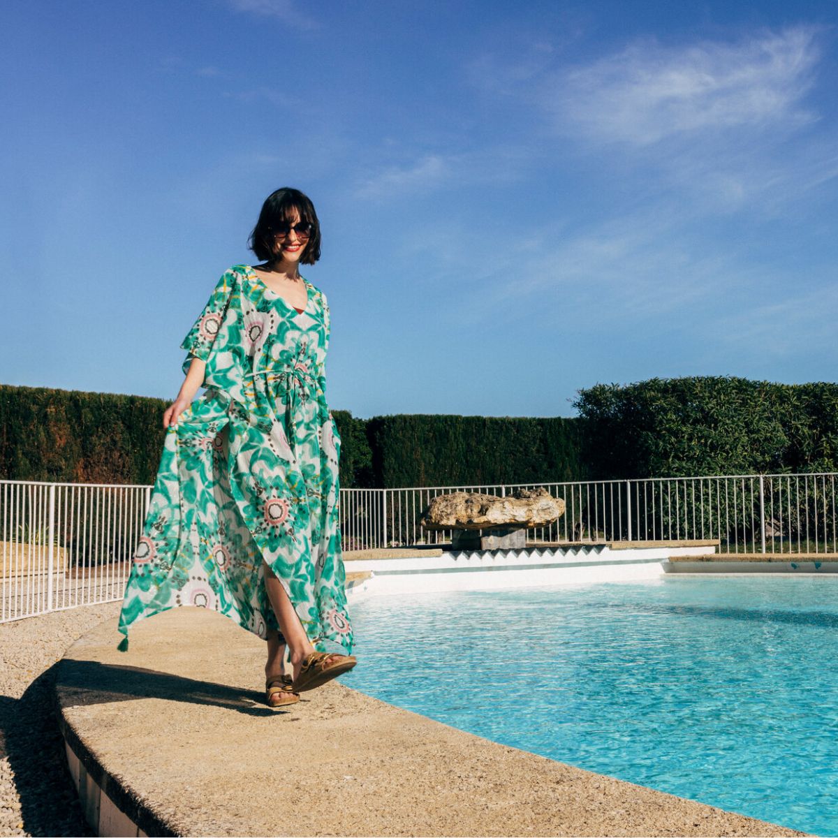 Robe de plage longue verte Naucelle