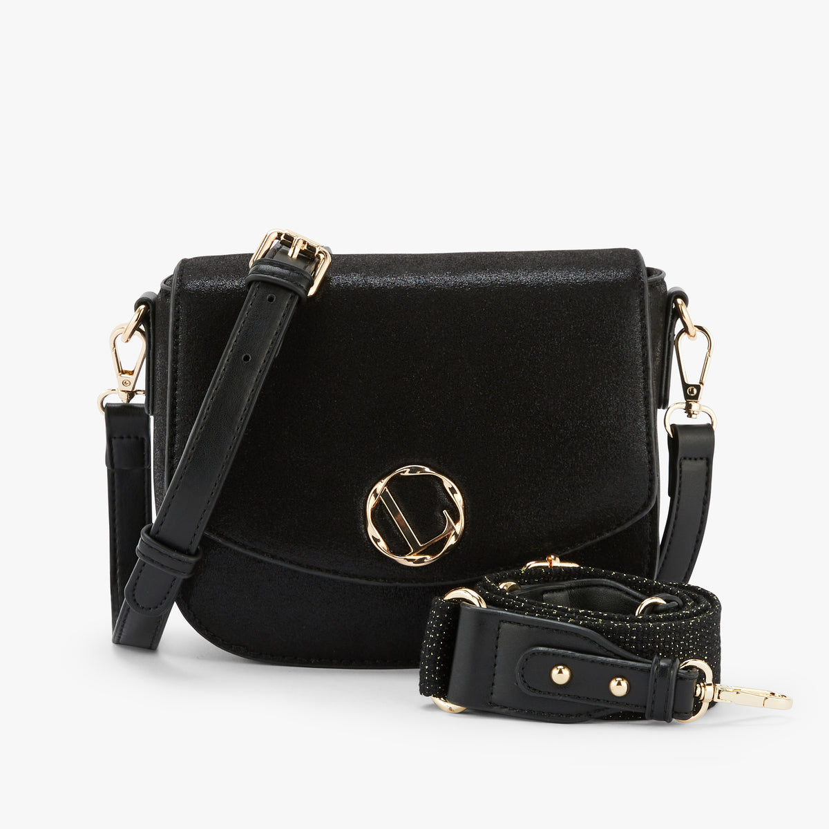 Petit sac porté épaule noir Okayama