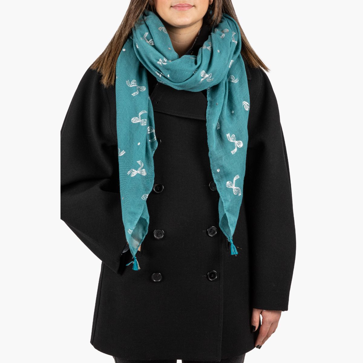 Foulard rectangulaire bleu canard Olivese