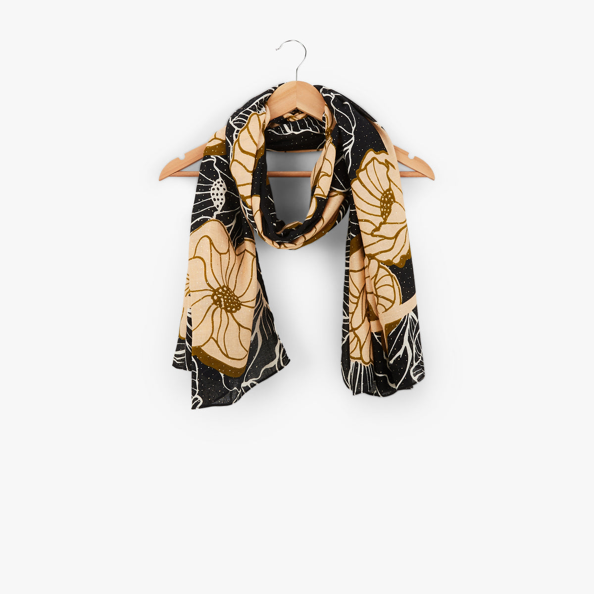 Foulard rectangulaire noir Olmeta