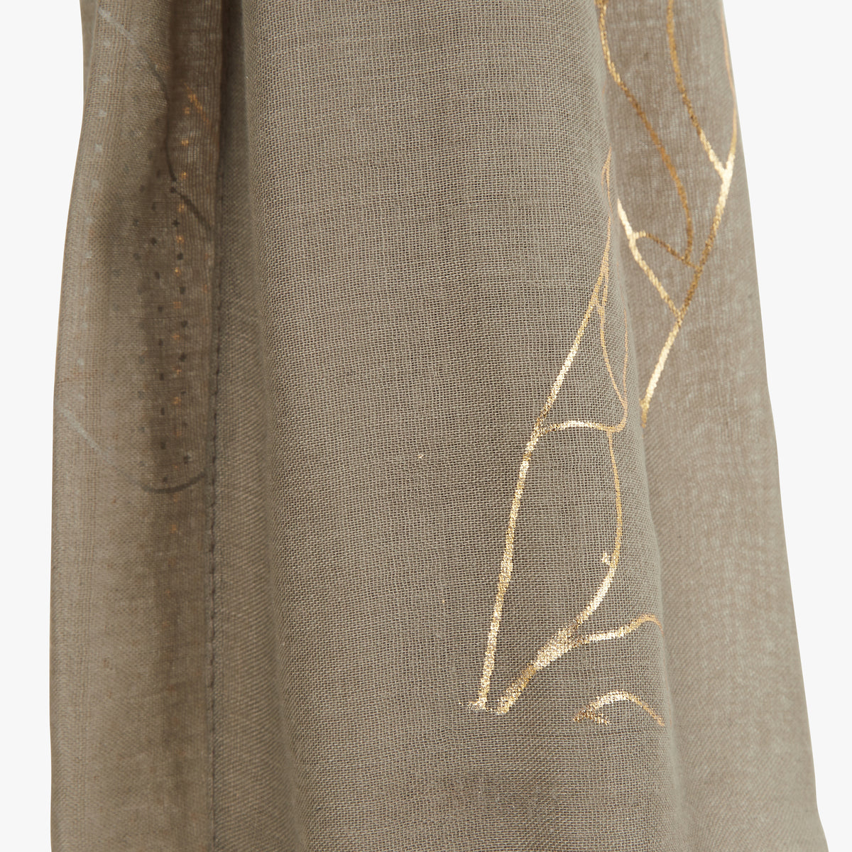 Foulard rectangulaire kaki avec chats dorés Oizon