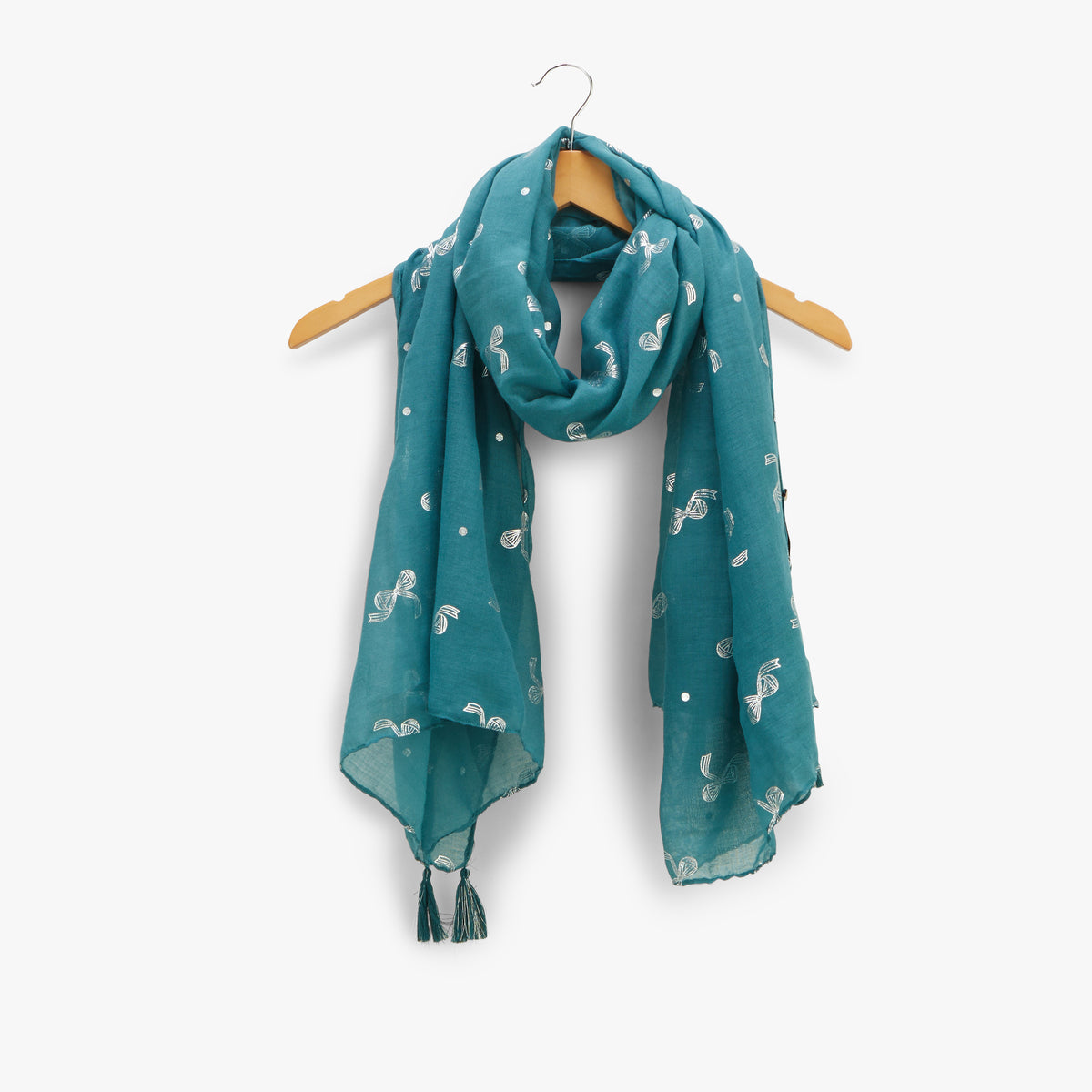 Foulard rectangulaire bleu canard Olivese