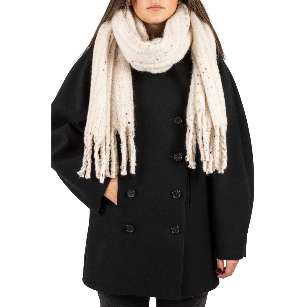 Foulard rectangulaire ecru Opinace