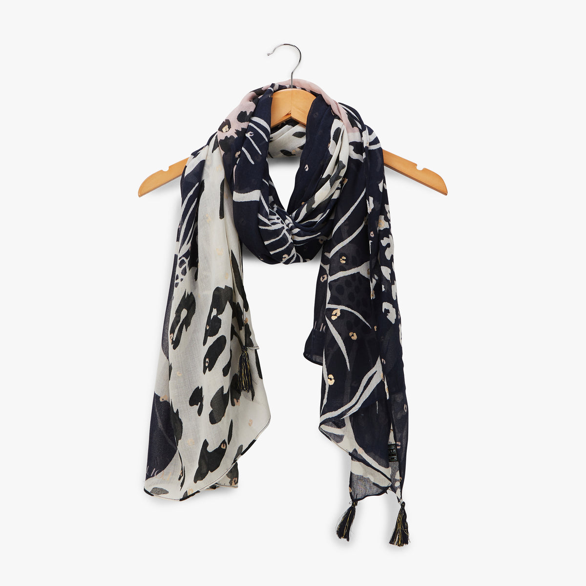 Foulard rectangulaire bleu marine Ortaffa