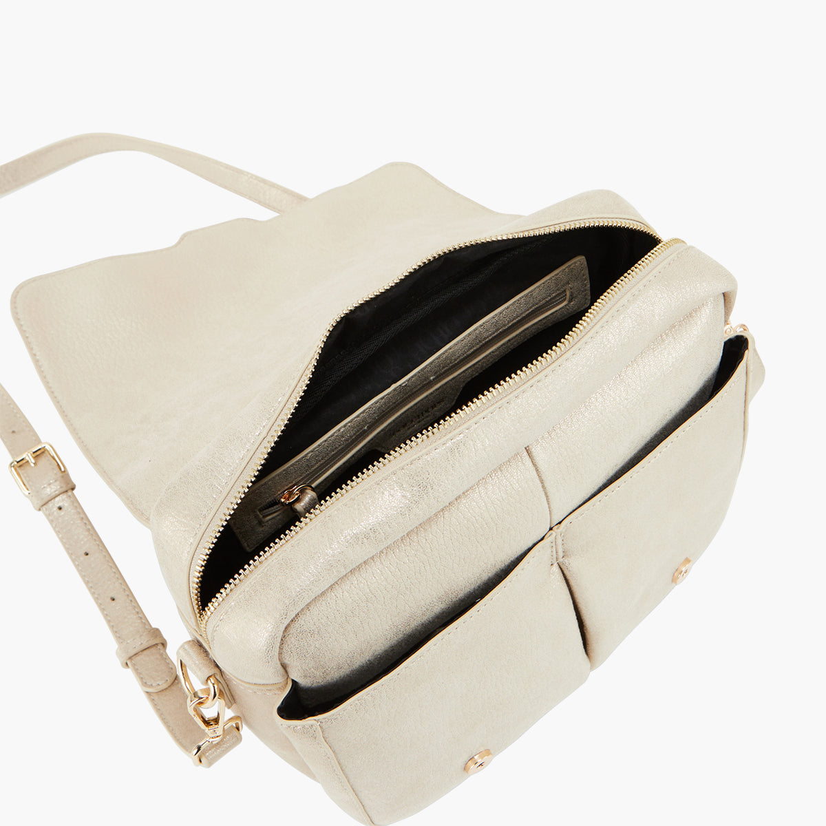 Grand sac porté épaule beige Paz