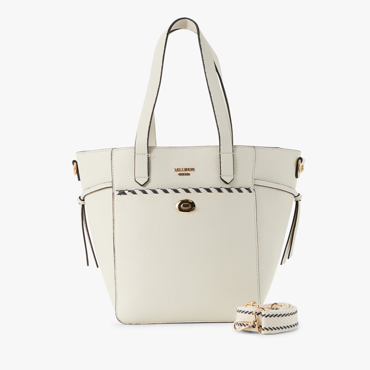 Grand sac shopper blanc Pivoine