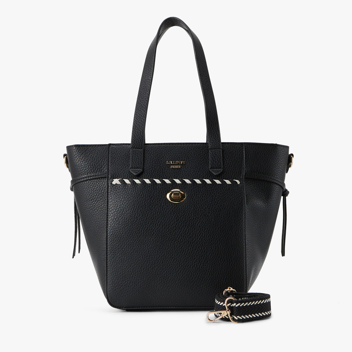 Grand sac shopper noir Pivoine