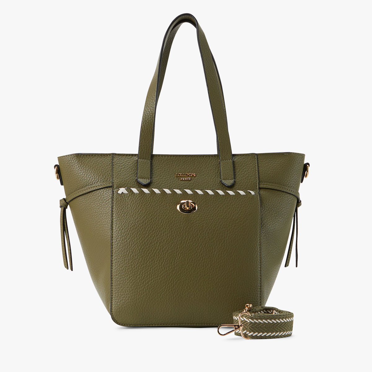 Grand sac shopper kaki Pivoine