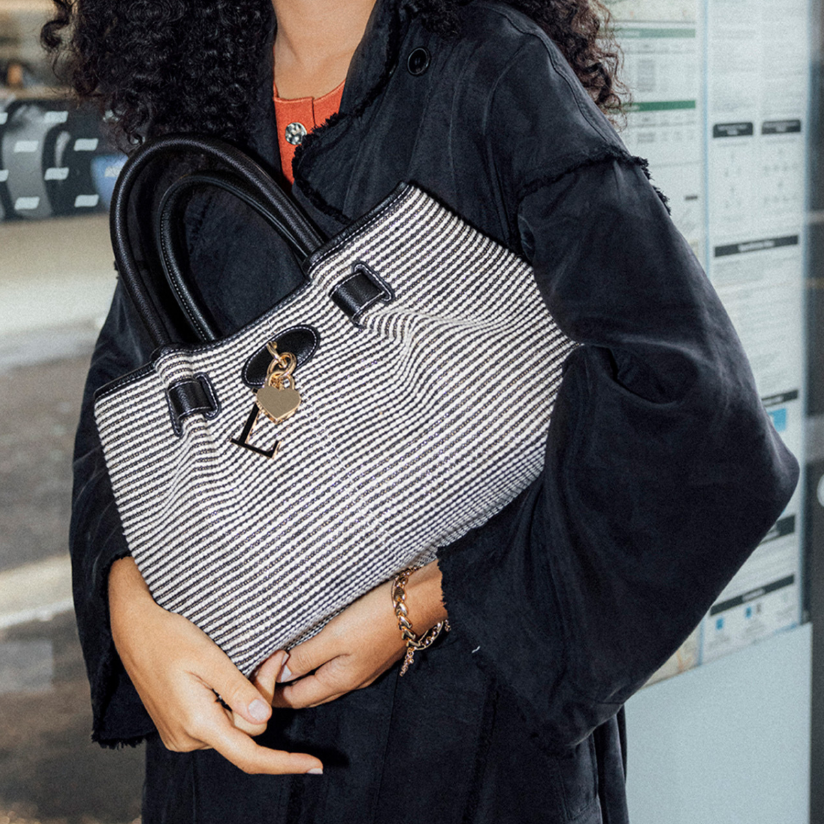 Grand sac shopper noir Petula