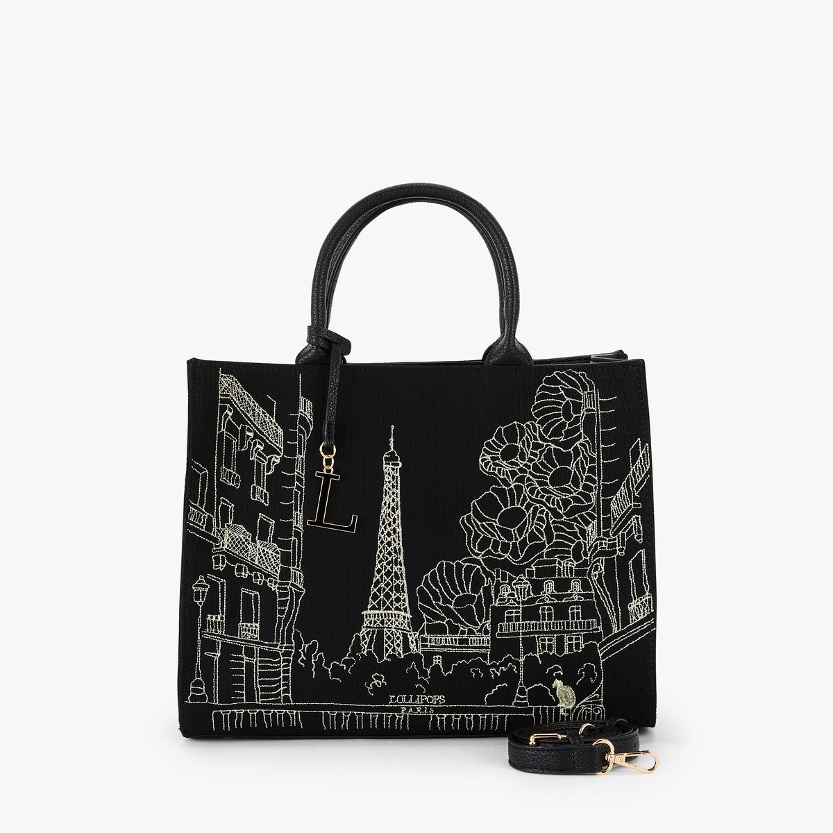 Grand sac shopper noir Pierette