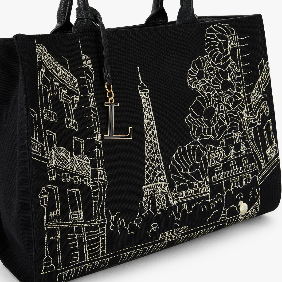 Grand sac shopper noir Pierette