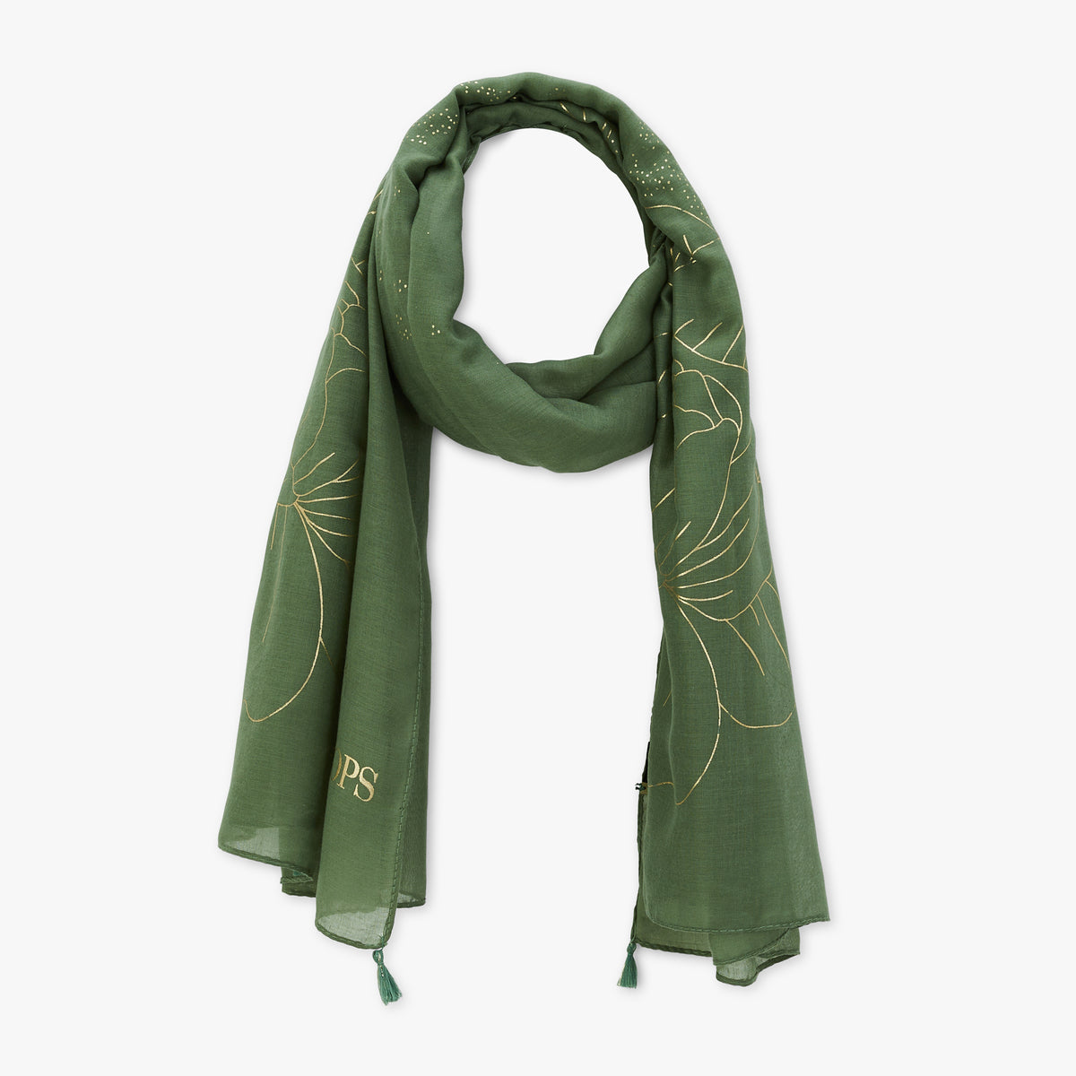 Foulard rectangulaire kaki Pomy