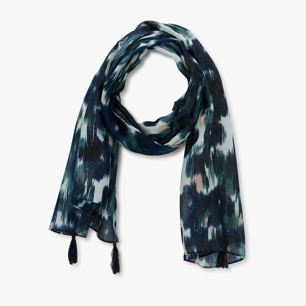 Foulard rectangulaire bleu Pluma
