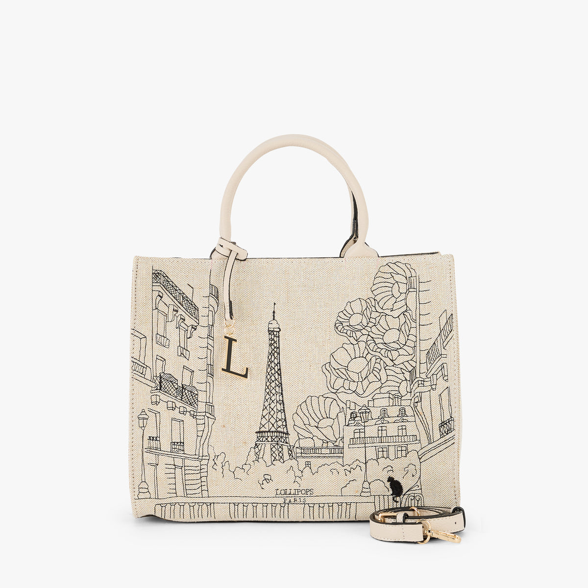 Grand sac shopper ivoire Pierette