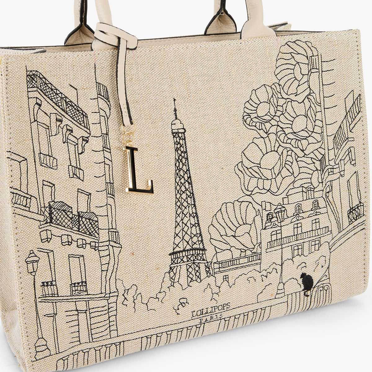 Grand sac shopper ivoire Pierette