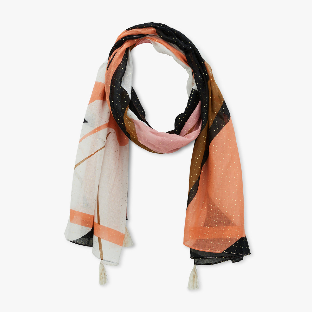 Foulard rectangulaire corail Perle