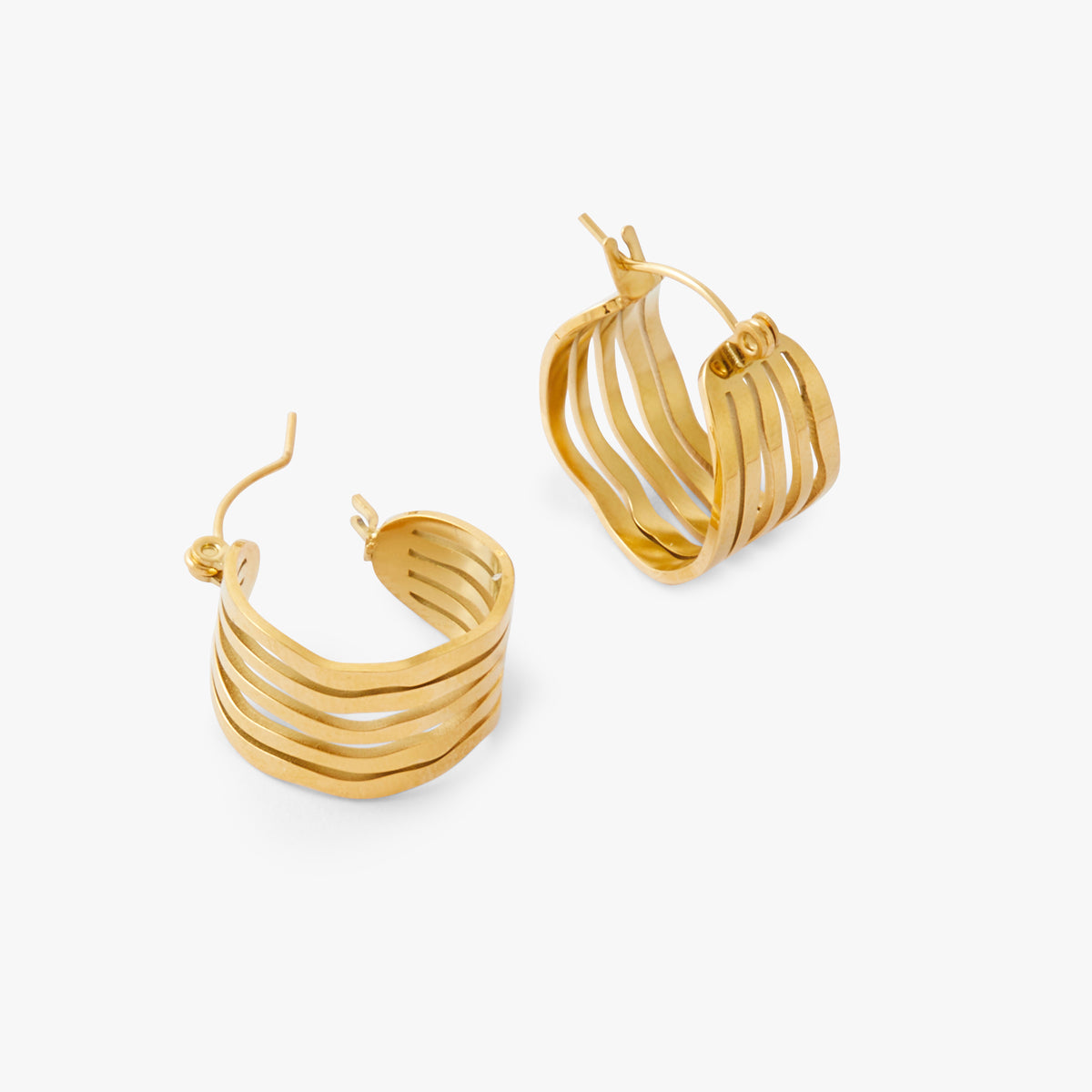 Créoles rayées Acier