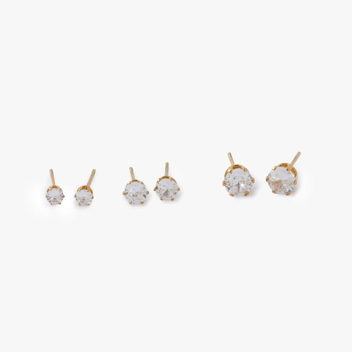 Set de 3 boucles d'oreilles zircon Acier