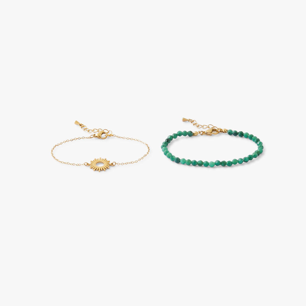 Set de 2 bracelets soleil et pierres Acier