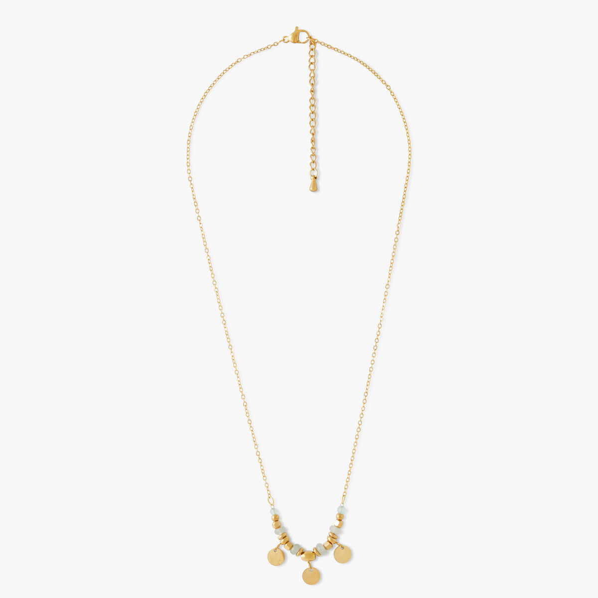 Collier disques et perles Acier
