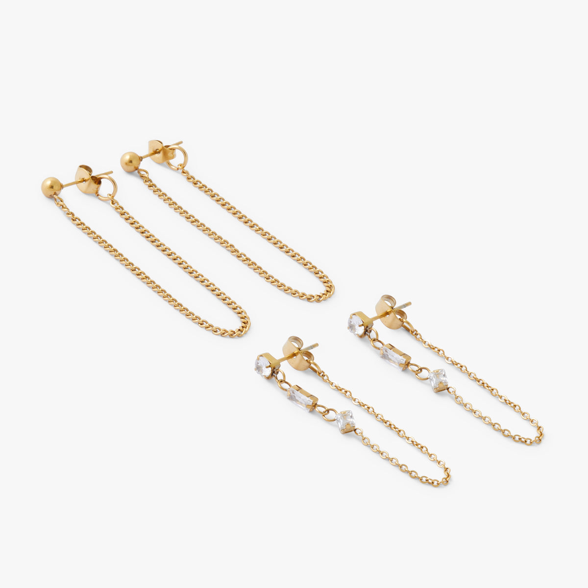 Set de 2 boucles d'oreilles chaînes Acier